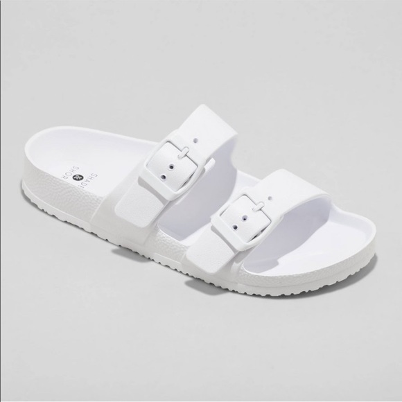 Shade & Shore Shoes - White Neida EVA Two Band Footbed Slide Sandals Size 10